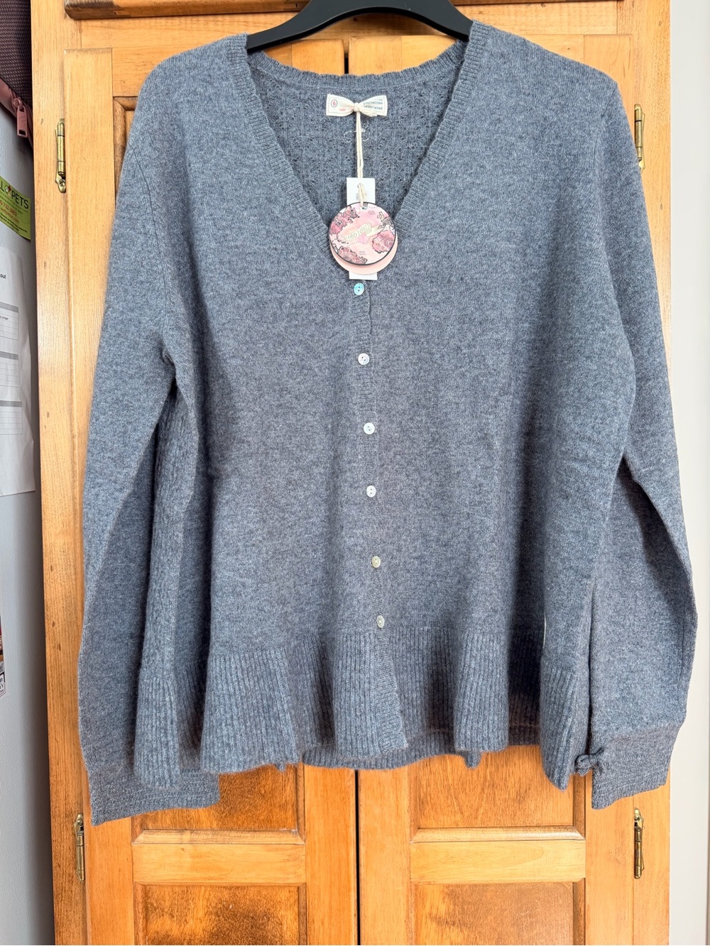 Odd Molly Real Cashmere Grey Button V-Neck Cardigan